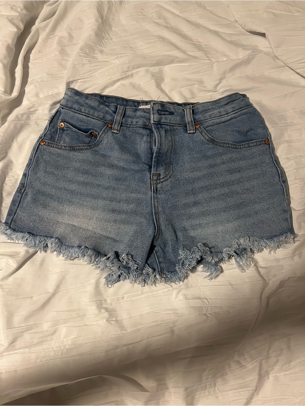 Almost Famous Light Blue Frayed Denim Shorts